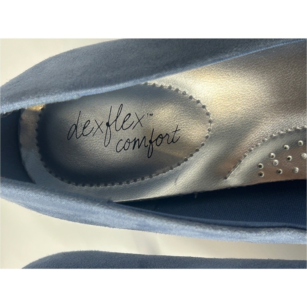 Dexflex Comfort Light Blue Suede Pumps Cushioned Insole Size 7.5 - Picture 2 of 9